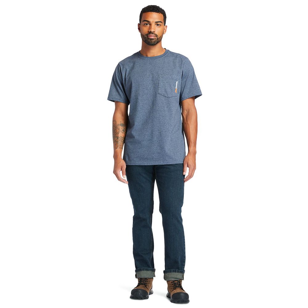Camisetas Timberland Hombre Pro® Manga Corta Base Plate Wicking Azules - Chile QNP-526901